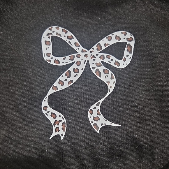 Black Hoodie with Leopard Print Bow  - 11-12 Years/Large - Picture 2 of 3